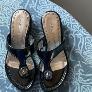 Marc Fisher Black Patent Leather Sandals